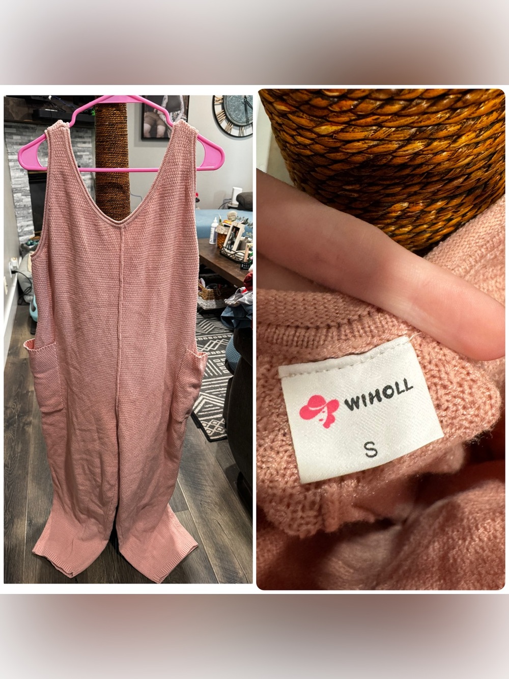 WIHOLL Dusty Rose Knit Jumpsuit - Small